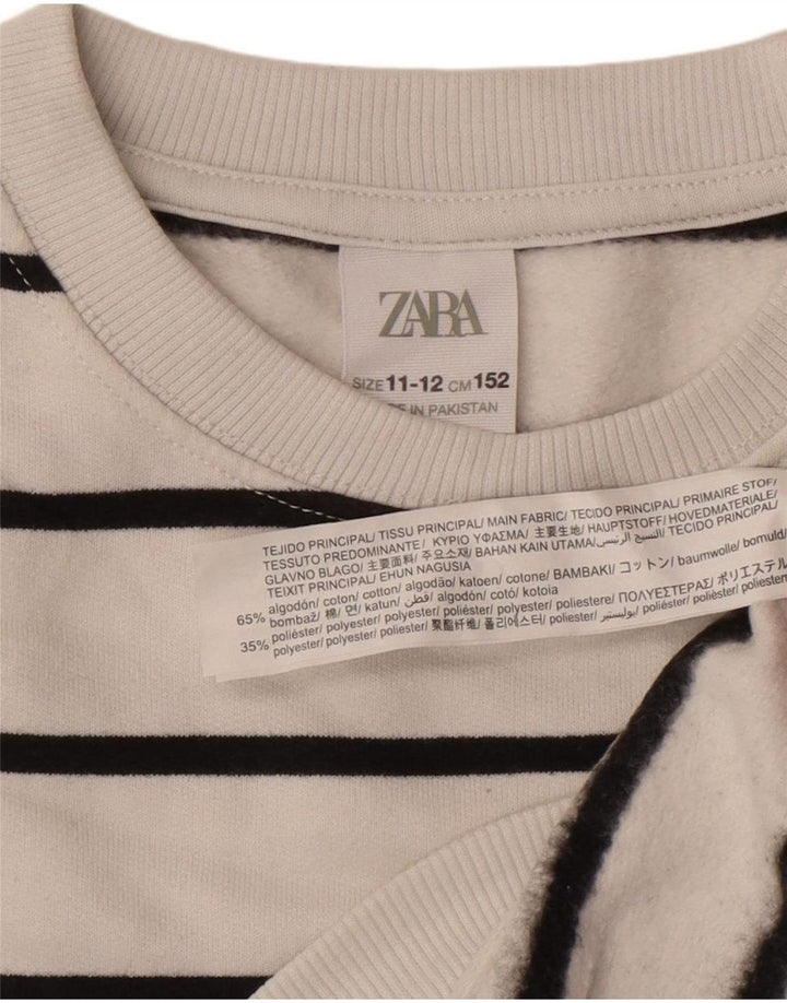 Zara Sudadera Niño Jumper 11-12 Años Blanco Rayas Algodón