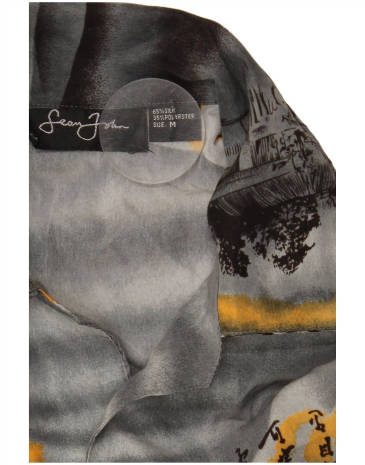 VINTAGE Camisa gráfica de manga corta para hombre Seda gris medio