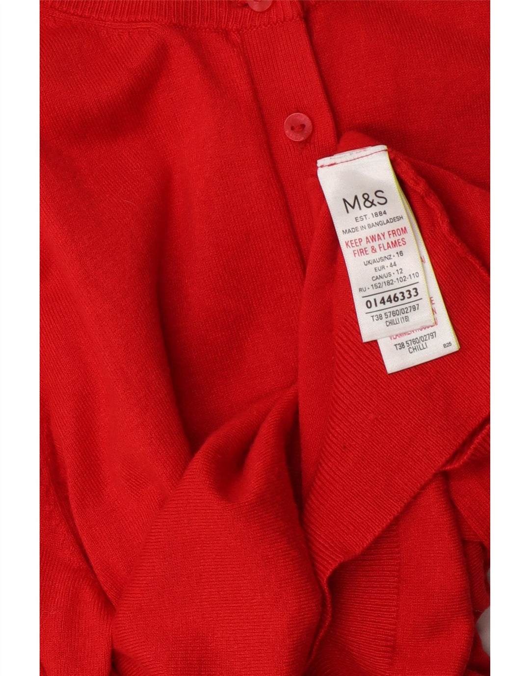 Marks & Spencer Suéter tipo cárdigan para mujer UK 46 Viscosa roja grande