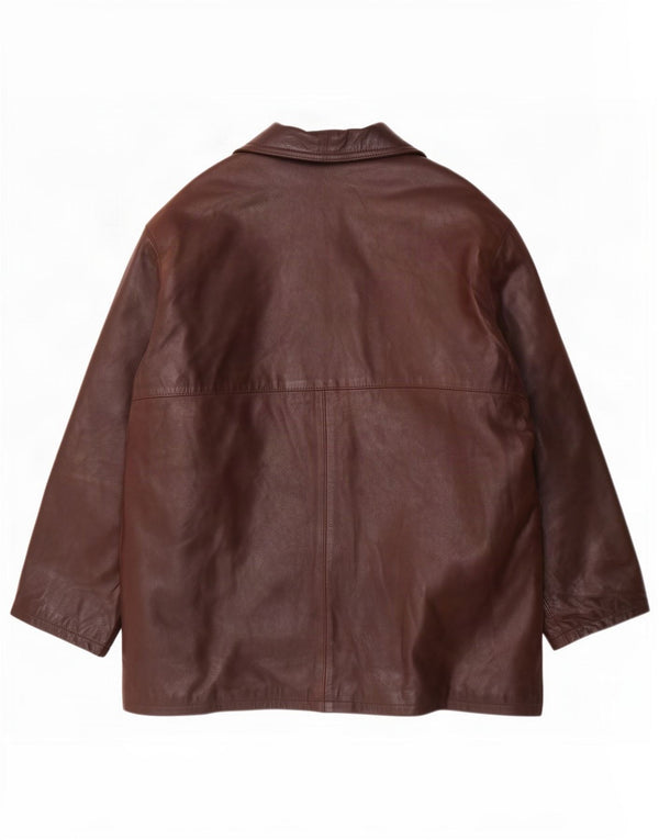 Chaqueta de cuero vintage para hombre IT 54 2XL Marrón