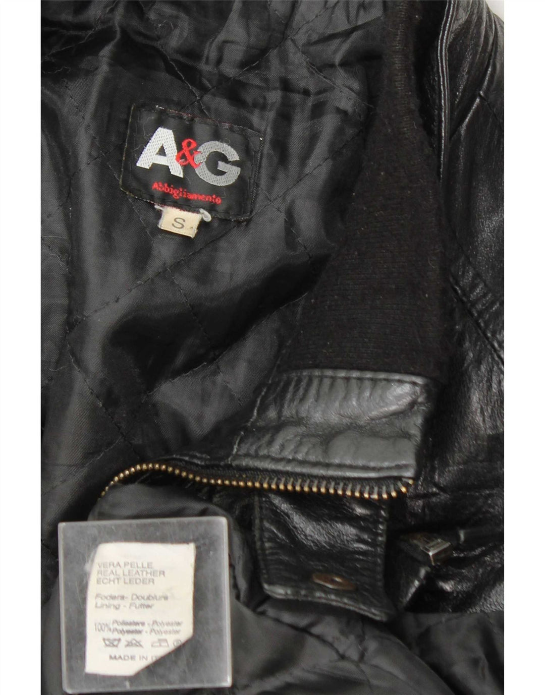 Vintage hombres chaqueta de cuero Reino Unido 36 pequeño cuero negro