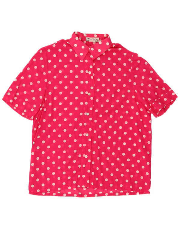 Guarnera Camisa de manga corta para mujer UK 46 Grande Rosa Lunares Algodón