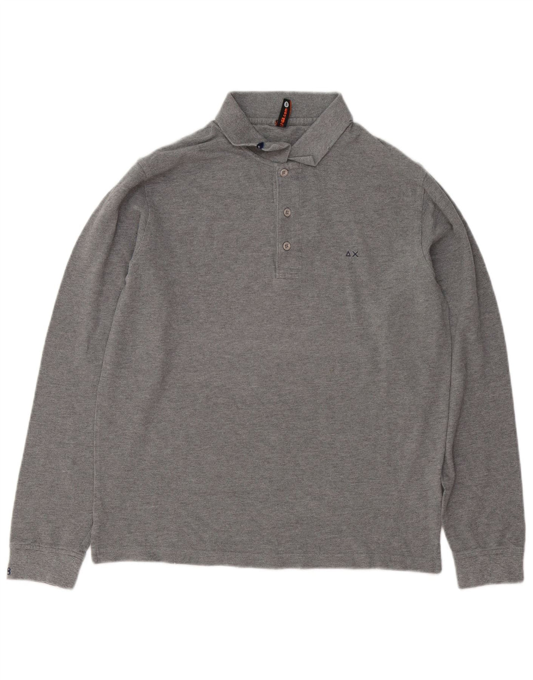 Sun68 Polo de manga larga para hombre de algodón gris grande