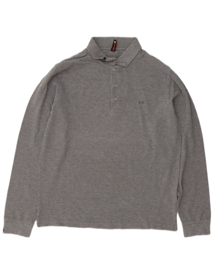 Sun68 Polo de manga larga para hombre de algodón gris grande
