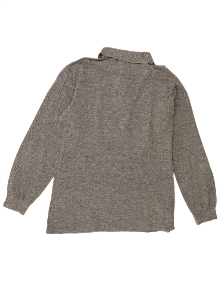 Lacoste Polo de manga larga para hombre talla 4 algodón moteado gris medio