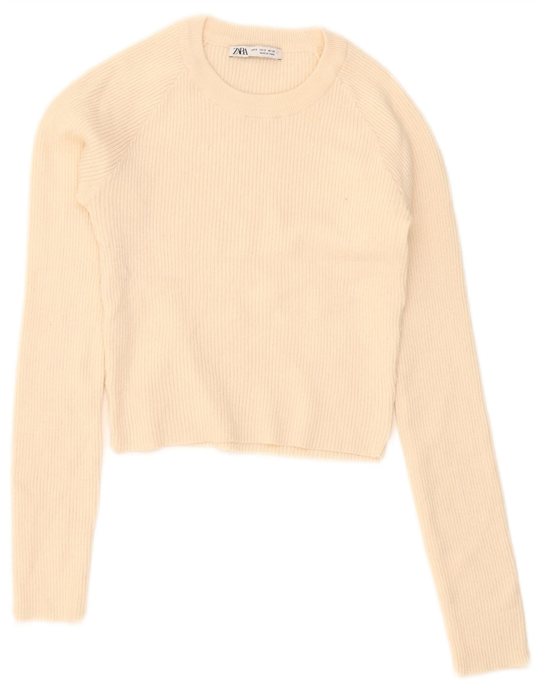 Zara Mujer Crop Top Manga Larga UK 8 Small Beige
