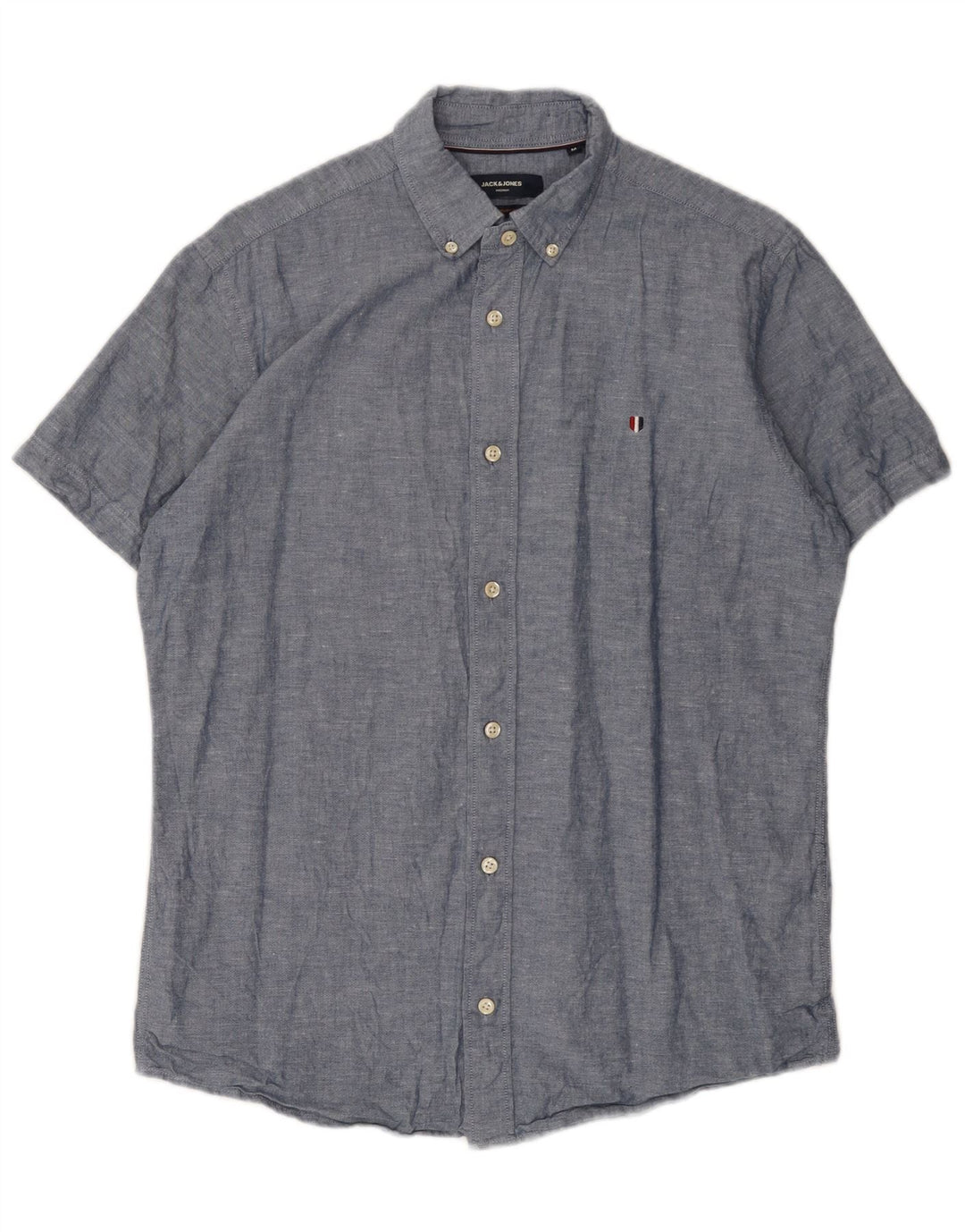 Camisa Jack & Jones Hombre Manga Corta Algodón Azul Medio
