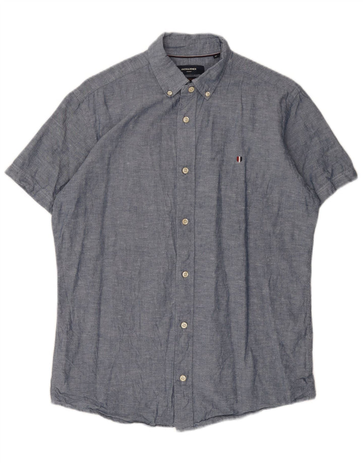 Camisa Jack & Jones Hombre Manga Corta Algodón Azul Medio