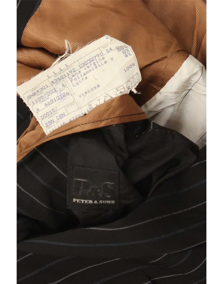 Peter & Sons Chaqueta tipo blazer de 3 botones para hombre IT 54 2XL Lana a rayas negras