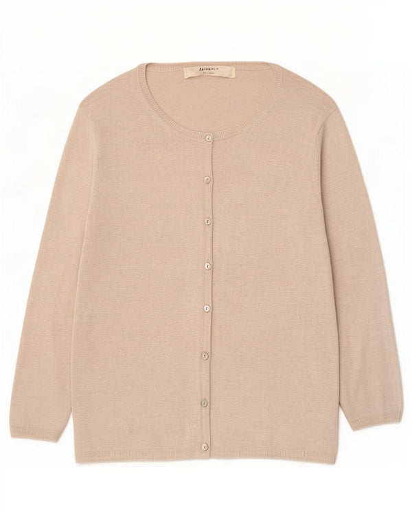 Zara Mujer Cárdigan De Manga 3/4 Suéter UK 42 Medium Beige