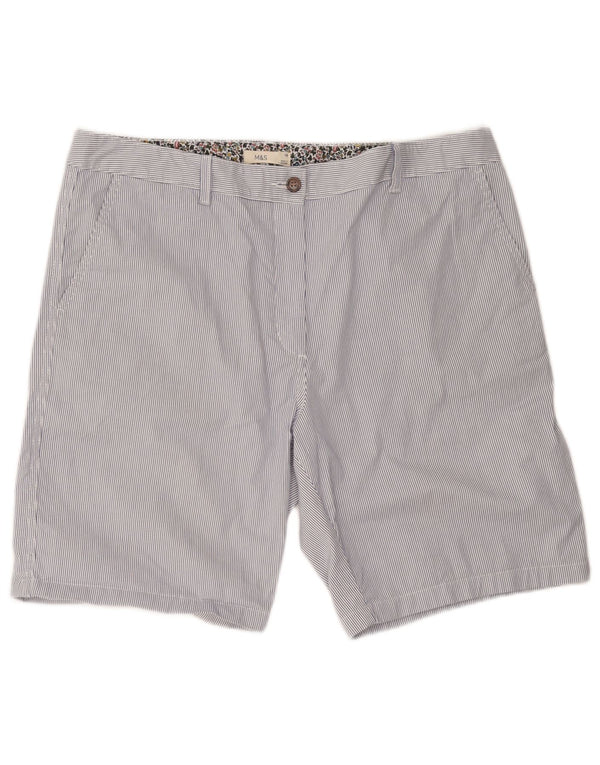 Marks & Spencer Pantalones cortos chinos para mujer UK 18 XL W40 Algodón a rayas azules