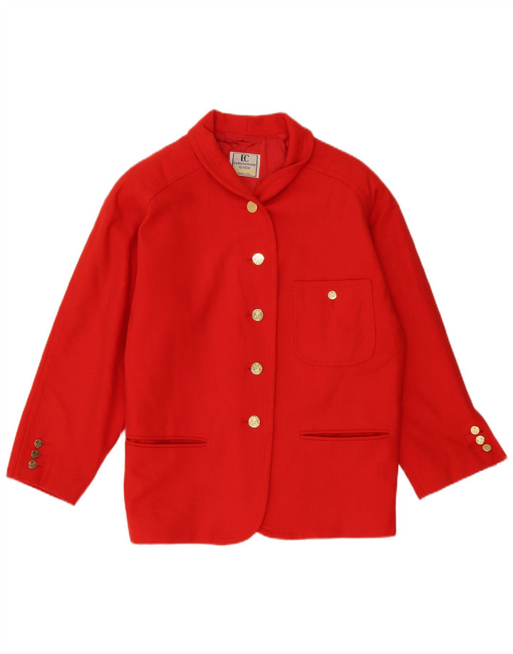 Enrico Coveri Chaqueta tipo blazer extragrande con 5 botones para mujer UK 10 Small Red Wool