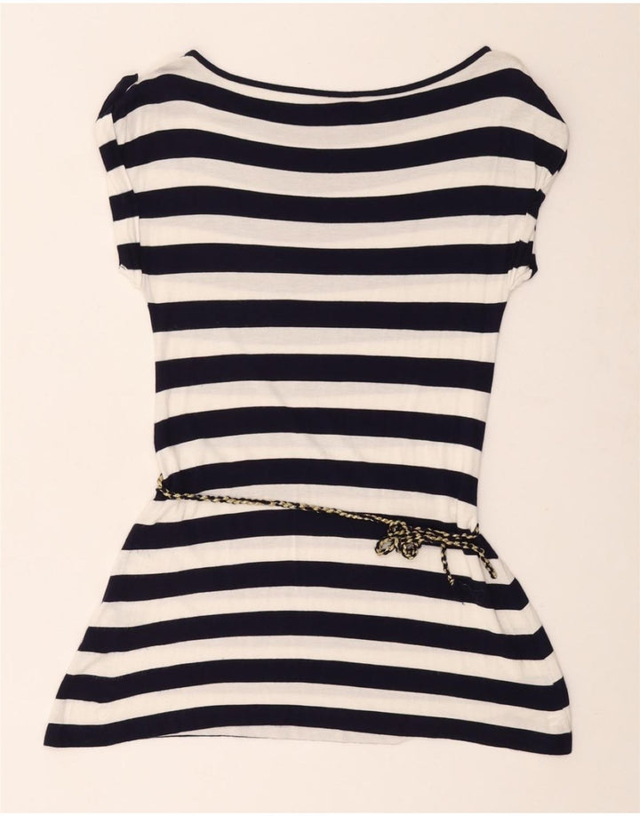 MONSOON Top tipo túnica para mujer UK 12 Medium Azul marino Rayas Viscosa