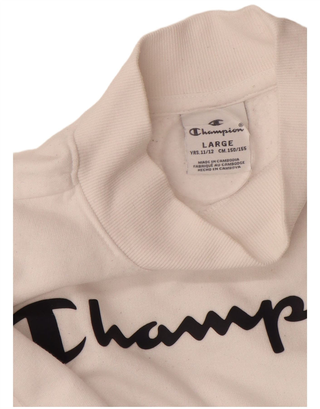 CHAMPION Boys Graphic Sweatshirt Jumper 11-12 Years Large White
