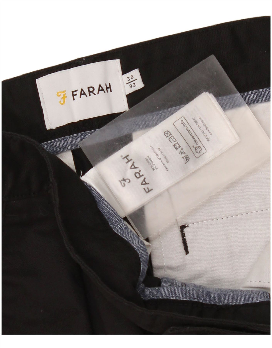 Farah Mens Pantalones Cortos W30 L24 Algodón Negro