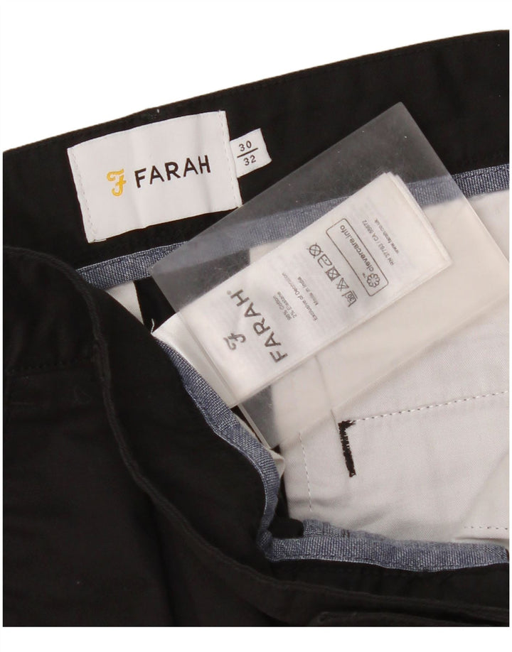 Farah Mens Pantalones Cortos W30 L24 Algodón Negro
