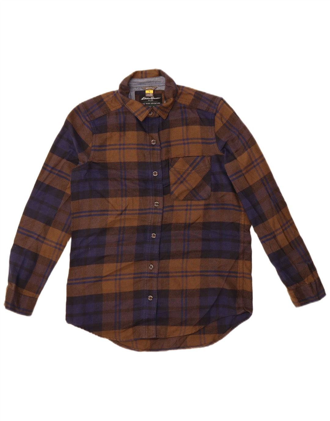 Eddie Bauer Camisa de franela extragrande para mujer UK 6 XS Poliéster a cuadros marrón