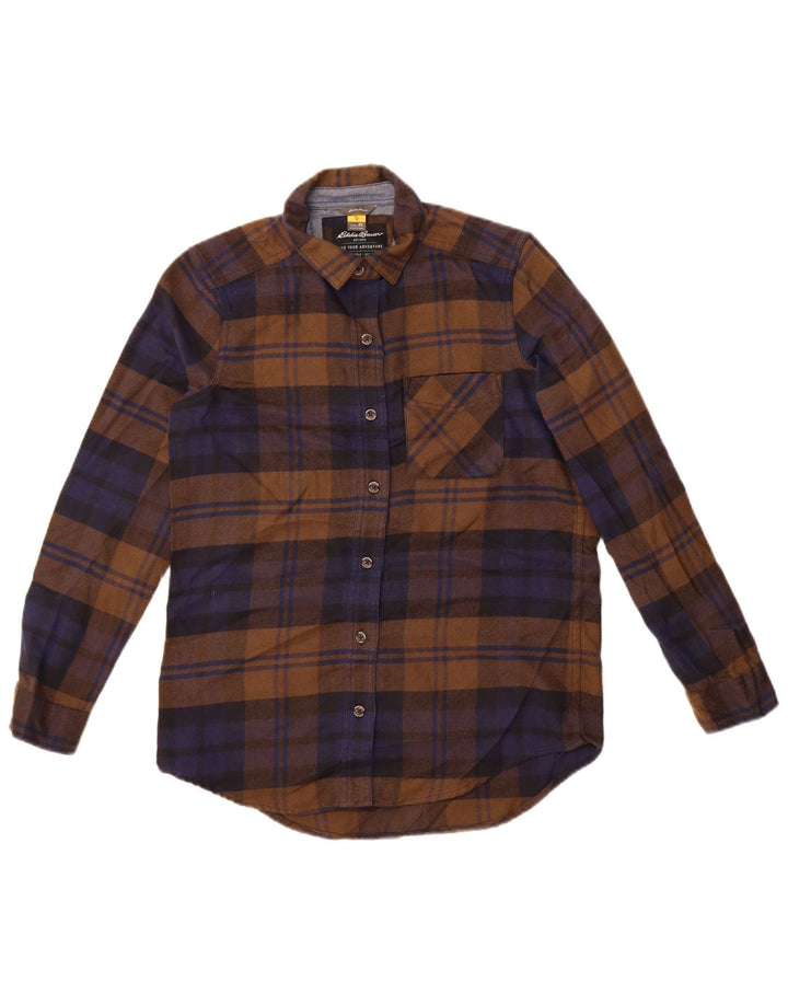 Eddie Bauer Camisa de franela extragrande para mujer UK 6 XS Poliéster a cuadros marrón