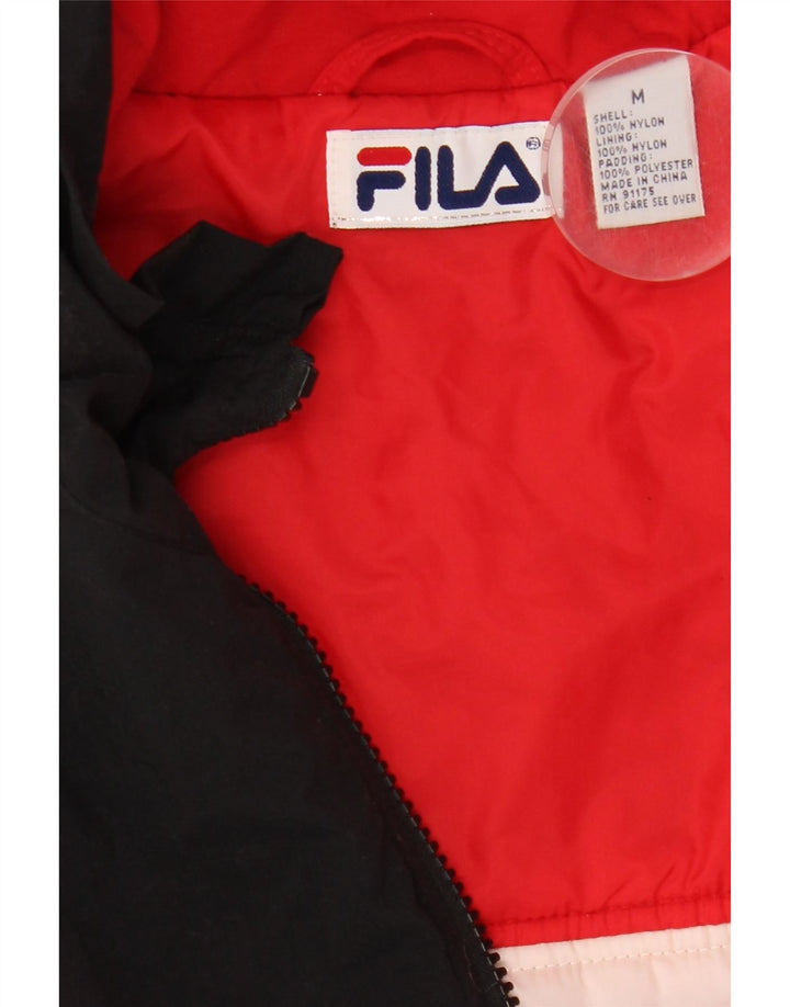 Fila Chaqueta acolchada gráfica para hombre UK 38 Medium Black Colourblock Nylon