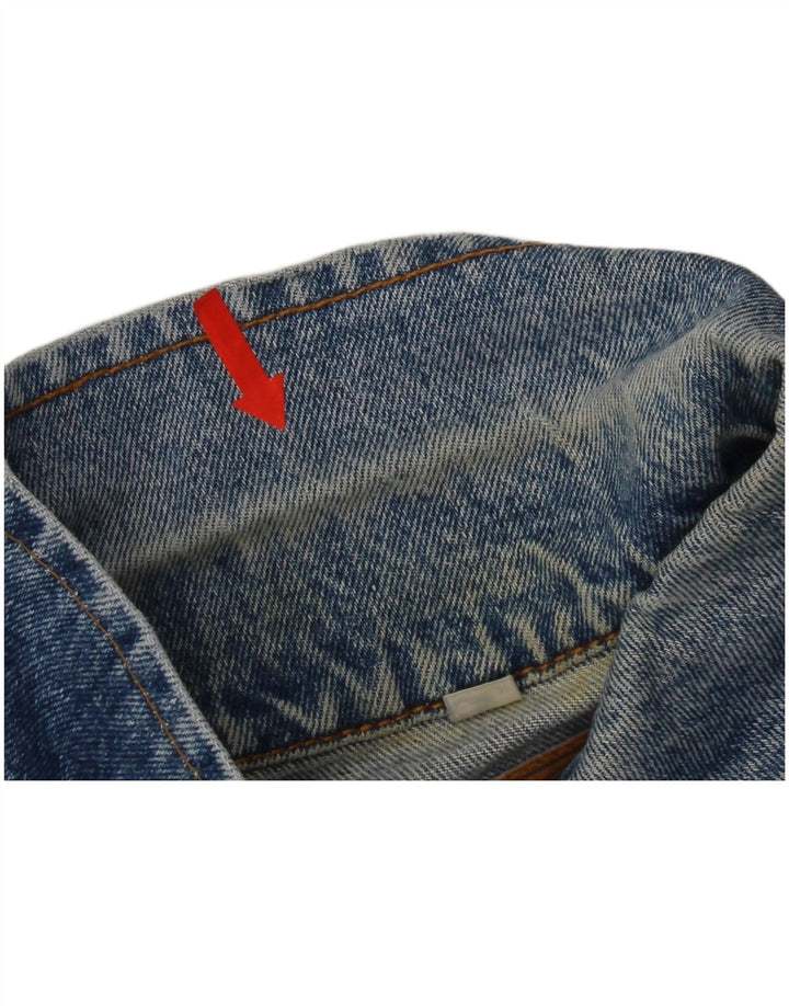 Vintage hombres chaqueta de mezclilla Reino Unido 36 pequeño algodón azul