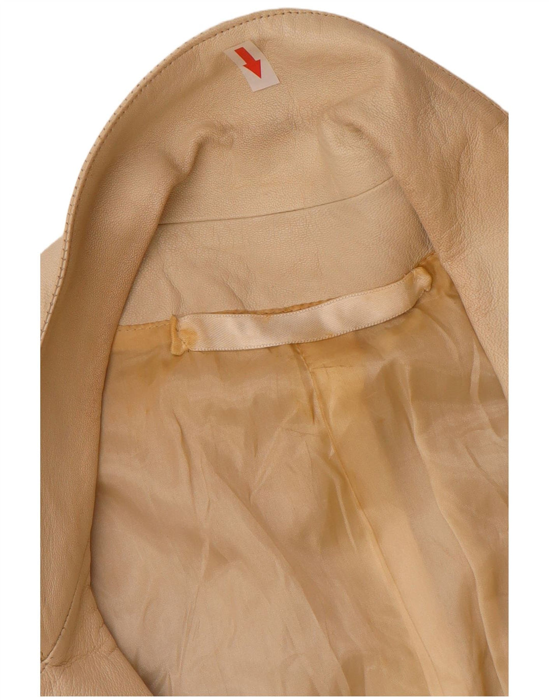 Vintage mujer doble pecho cuero Blazer chaqueta Reino Unido 12 medio beige