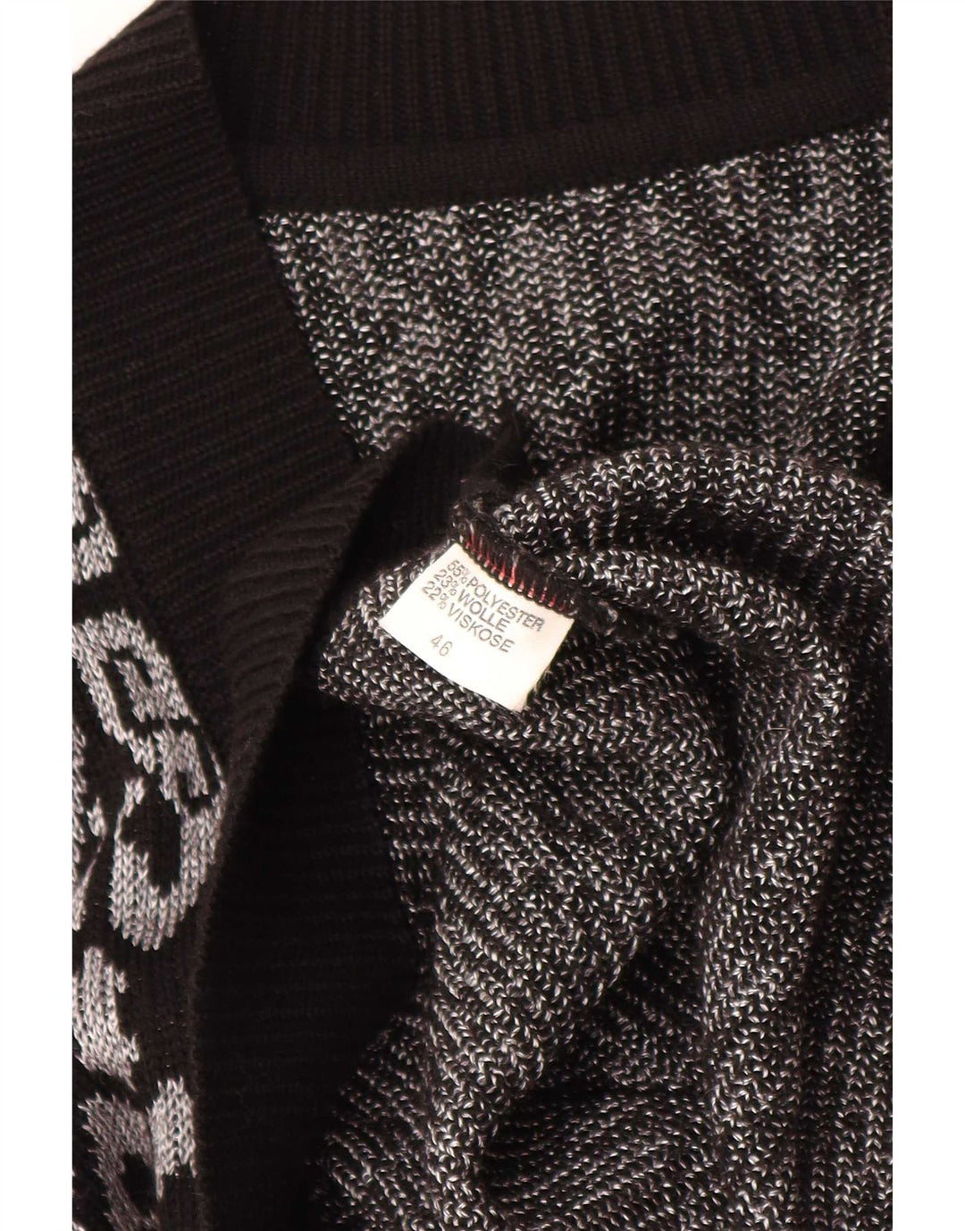 Vintage mujer chaleco camiseta sin mangas EU 46 XL negro Fair Isle poliéster