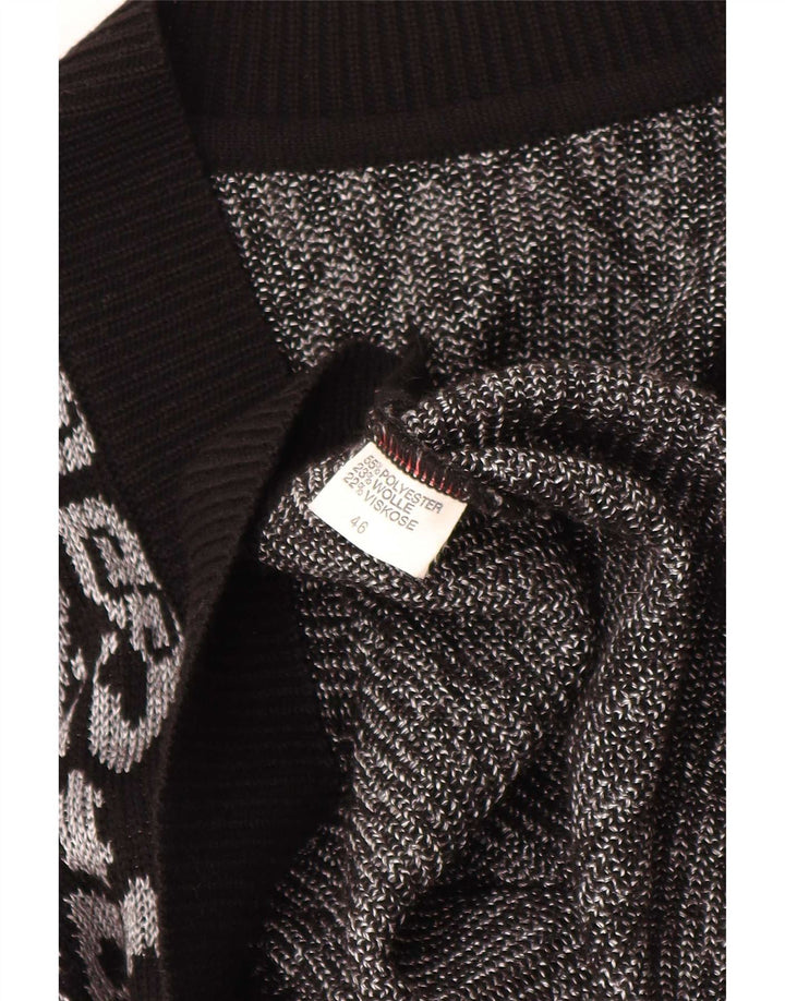 Vintage mujer chaleco camiseta sin mangas EU 46 XL negro Fair Isle poliéster
