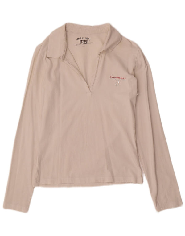 Calvin Klein Jeans Polo de Manga Larga para Mujer UK 40 Grande Beige