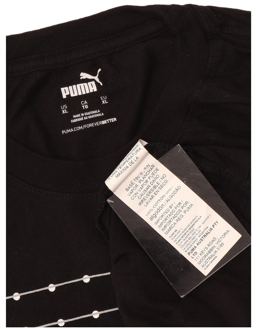 PUMA Camiseta gráfica para hombre Top XL Algodón negro