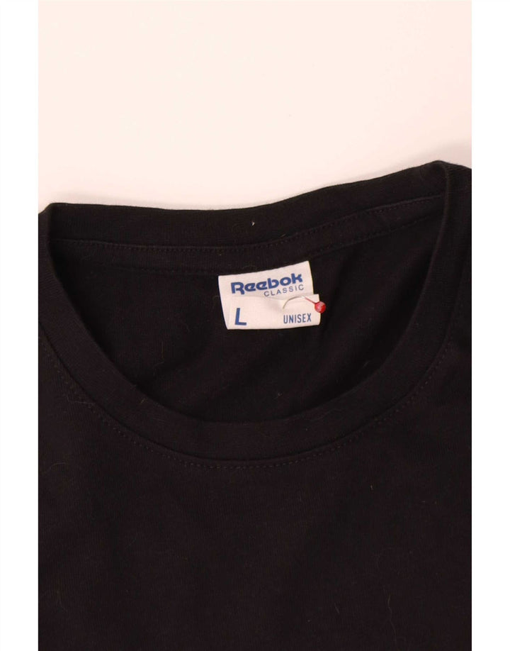 Reebok Camiseta gráfica para hombre Top grande de algodón negro
