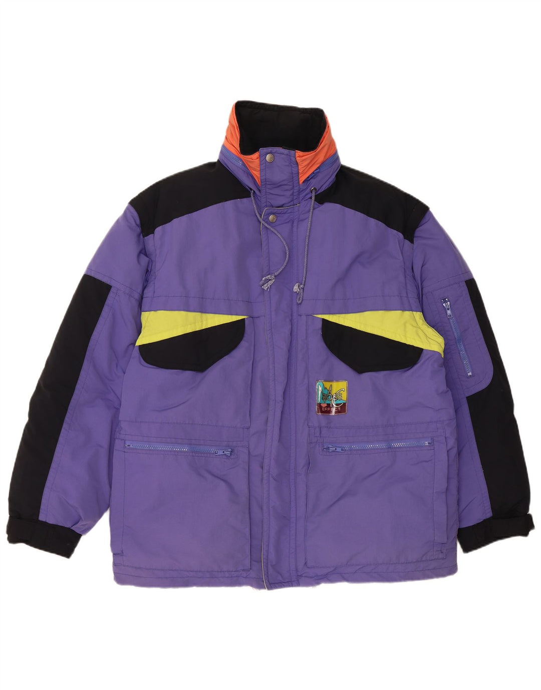 Vintage hombres chaqueta acolchada Reino Unido 40 grande púrpura colorblock poliamida