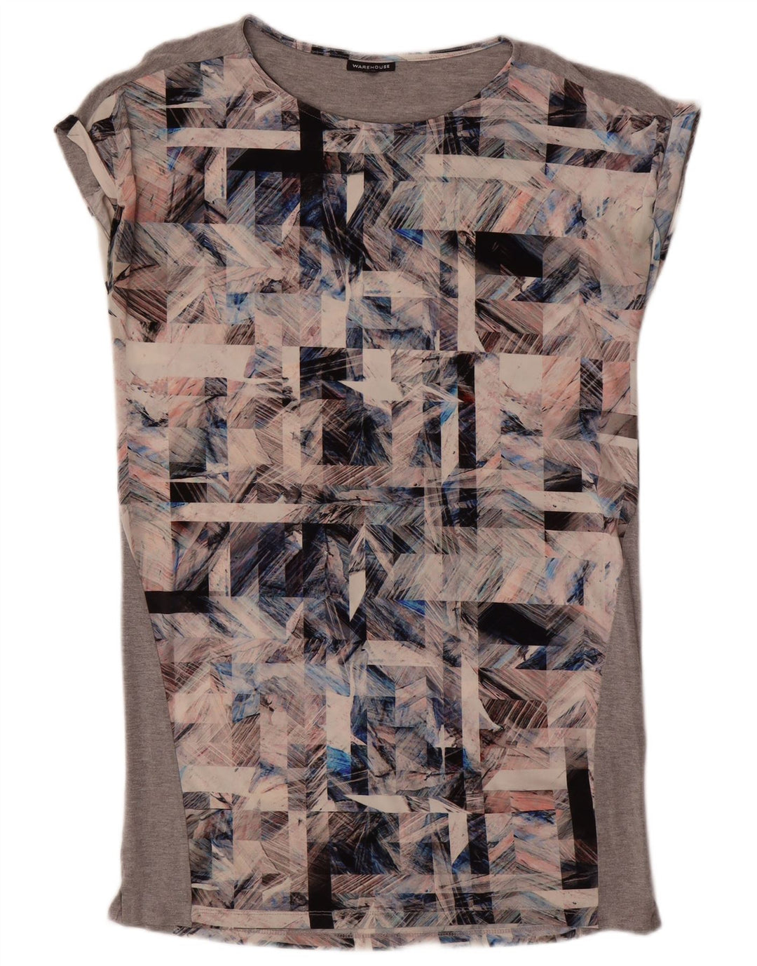 WAREHOUSE Womens Abstract Pattern Oversized Basic Dress UK 10 Small Grey