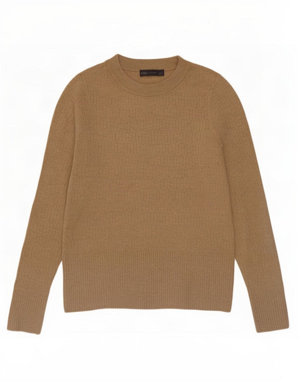 Marks & Spencer Womens Boat Neck Jumper Sweater UK 12 Medium Beige