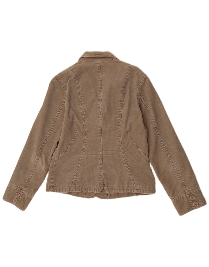 Monsoon Womens 2 Button Corduroy Blazer Jacket UK 12 Medium Beige Cotton