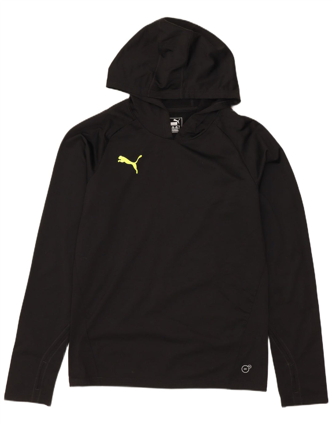 PUMA Top con capucha para hombre, manga larga, poliéster negro pequeño