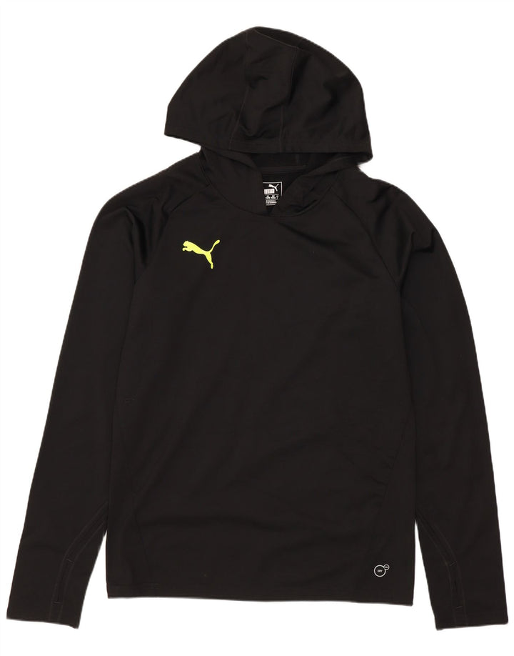 PUMA Top con capucha para hombre, manga larga, poliéster negro pequeño