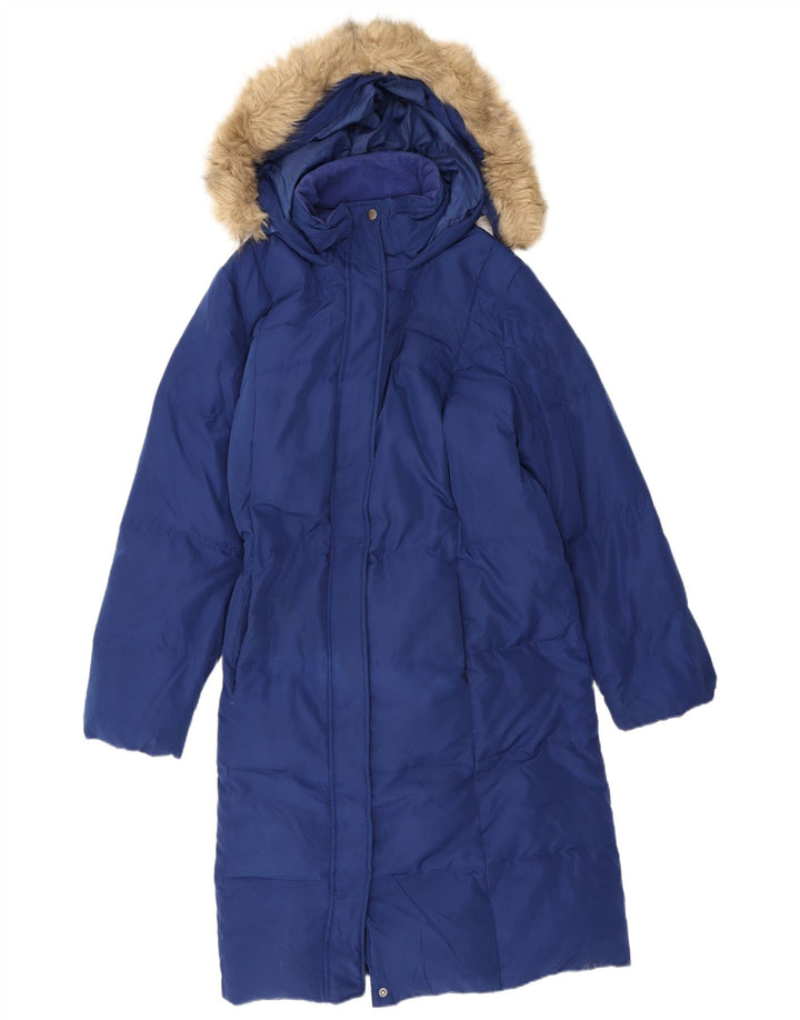 Marks & Spencer Abrigo acolchado con capucha para mujer UK 40 XL Poliéster azul