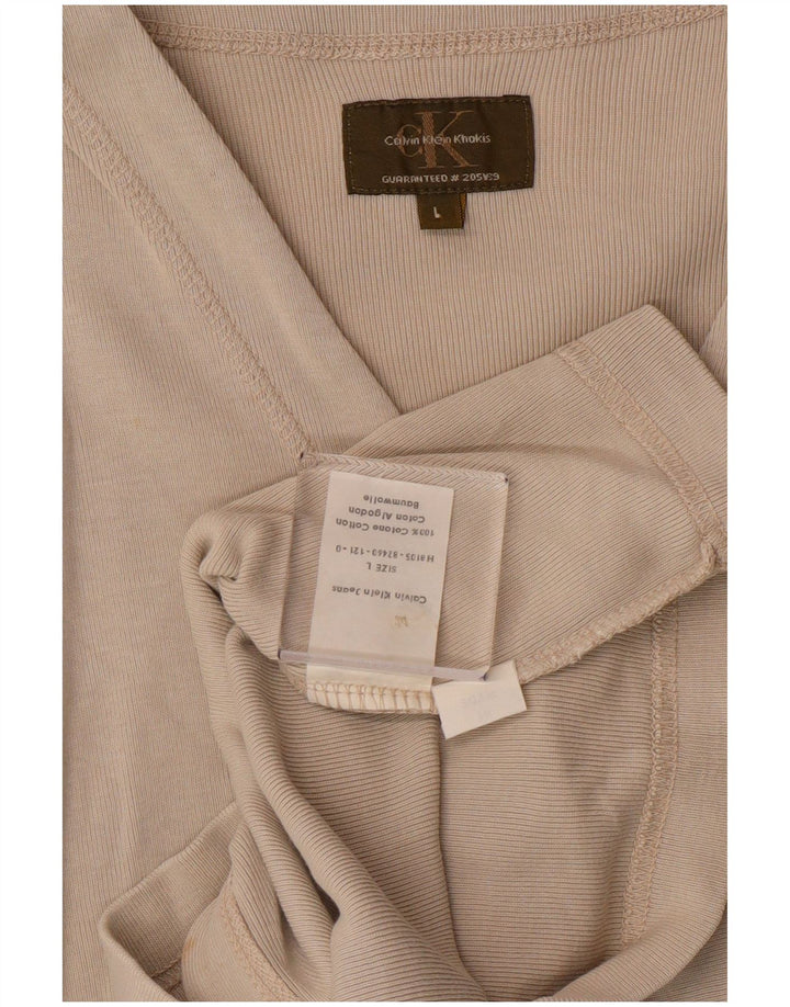 Calvin Klein Blusa corta para mujer Reino Unido 14 Grande Algodón beige