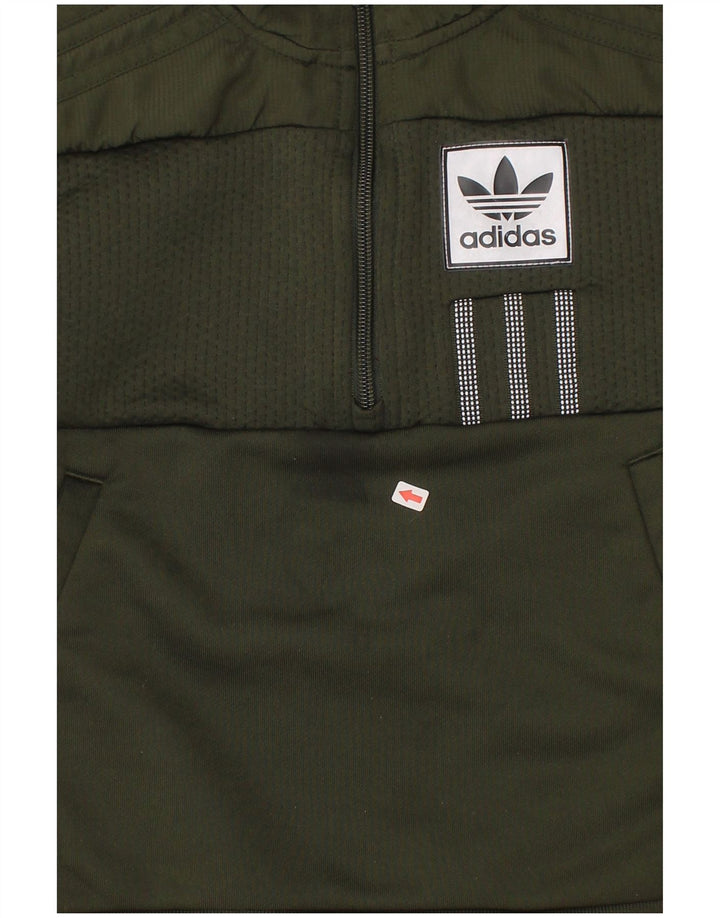 Adidas Boys Graphic Zip Neck Sudadera Jumper 7-8 años Verde Poliéster