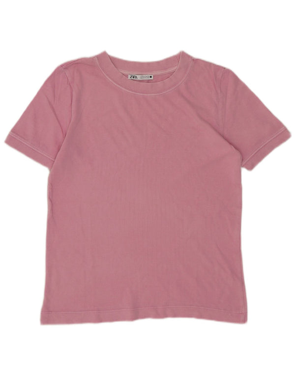 Zara Mujer Camiseta Top UK 10 Small Rosa