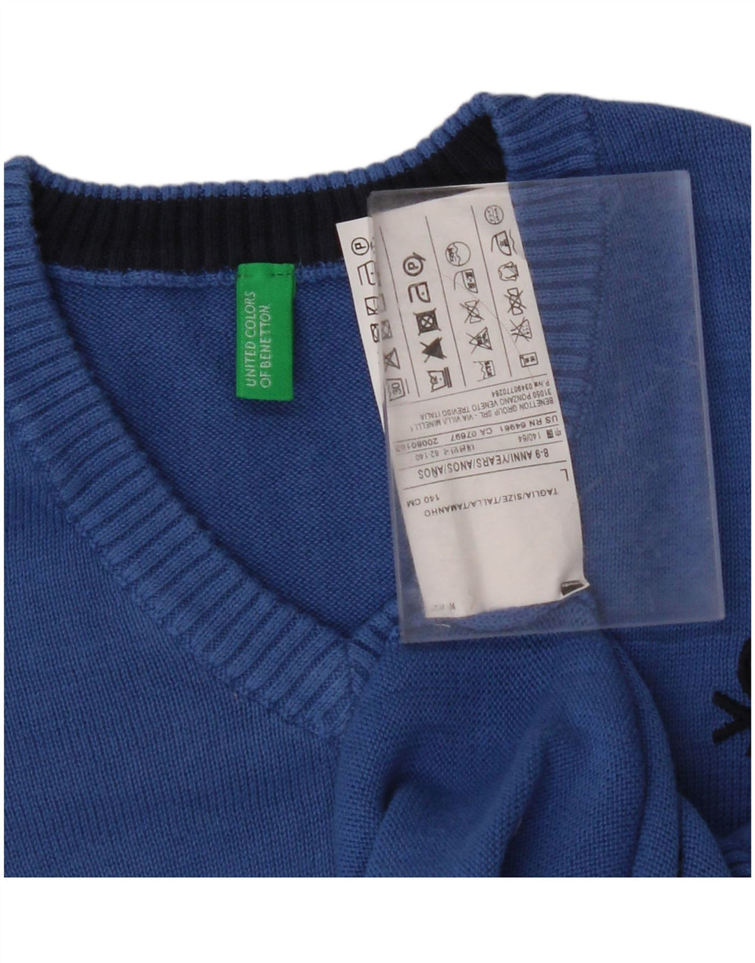 BENETTON Camiseta sin mangas para niño de 8 a 9 años, talla grande, algodón azul