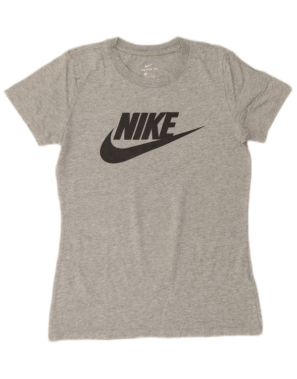 NIKE Camiseta gráfica para mujer UK 6 XS Algodón moteado gris