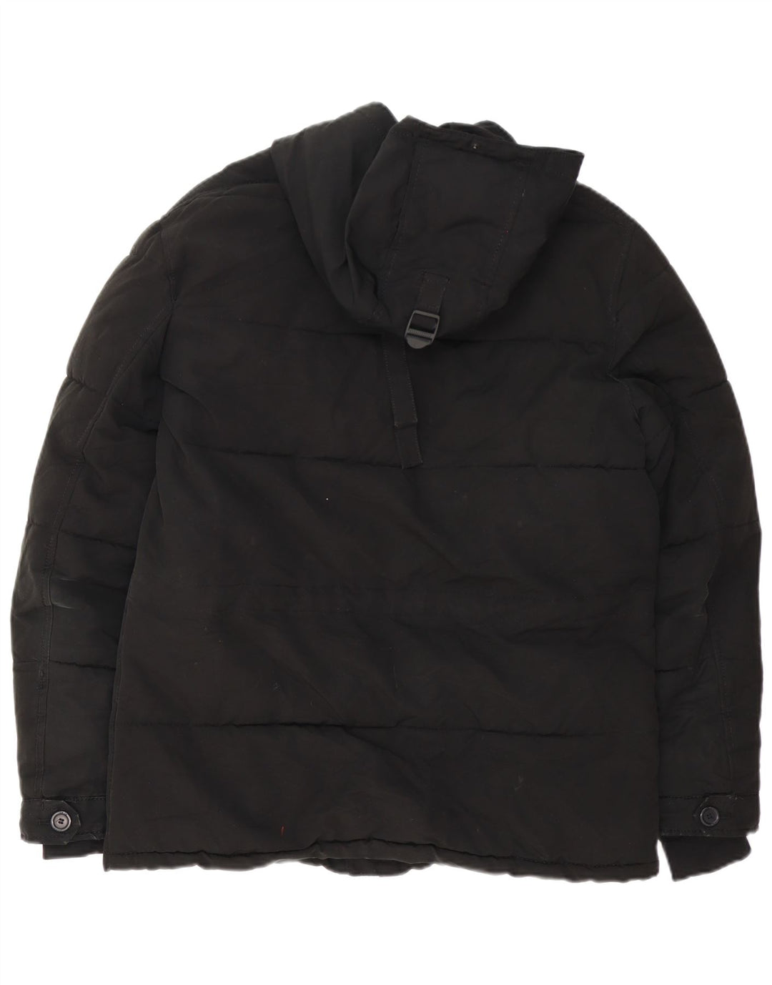 Zara Hombre Chaqueta Acolchada Con Capucha UK 38 Medium Negro