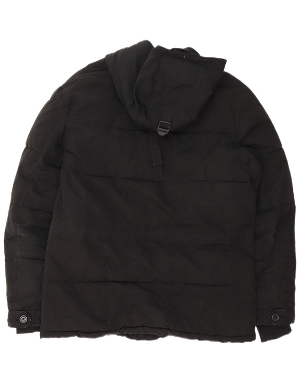 Zara Hombre Chaqueta Acolchada Con Capucha UK 38 Medium Negro