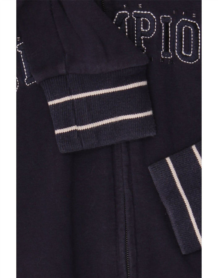 CHAMPION Suéter con capucha y cremallera gráfica para mujer Reino Unido 40 Grande Algodón azul marino