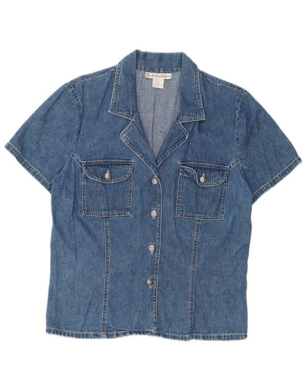 DRESS BARN Camisa vaquera de manga corta para mujer US 8 Algodón azul medio