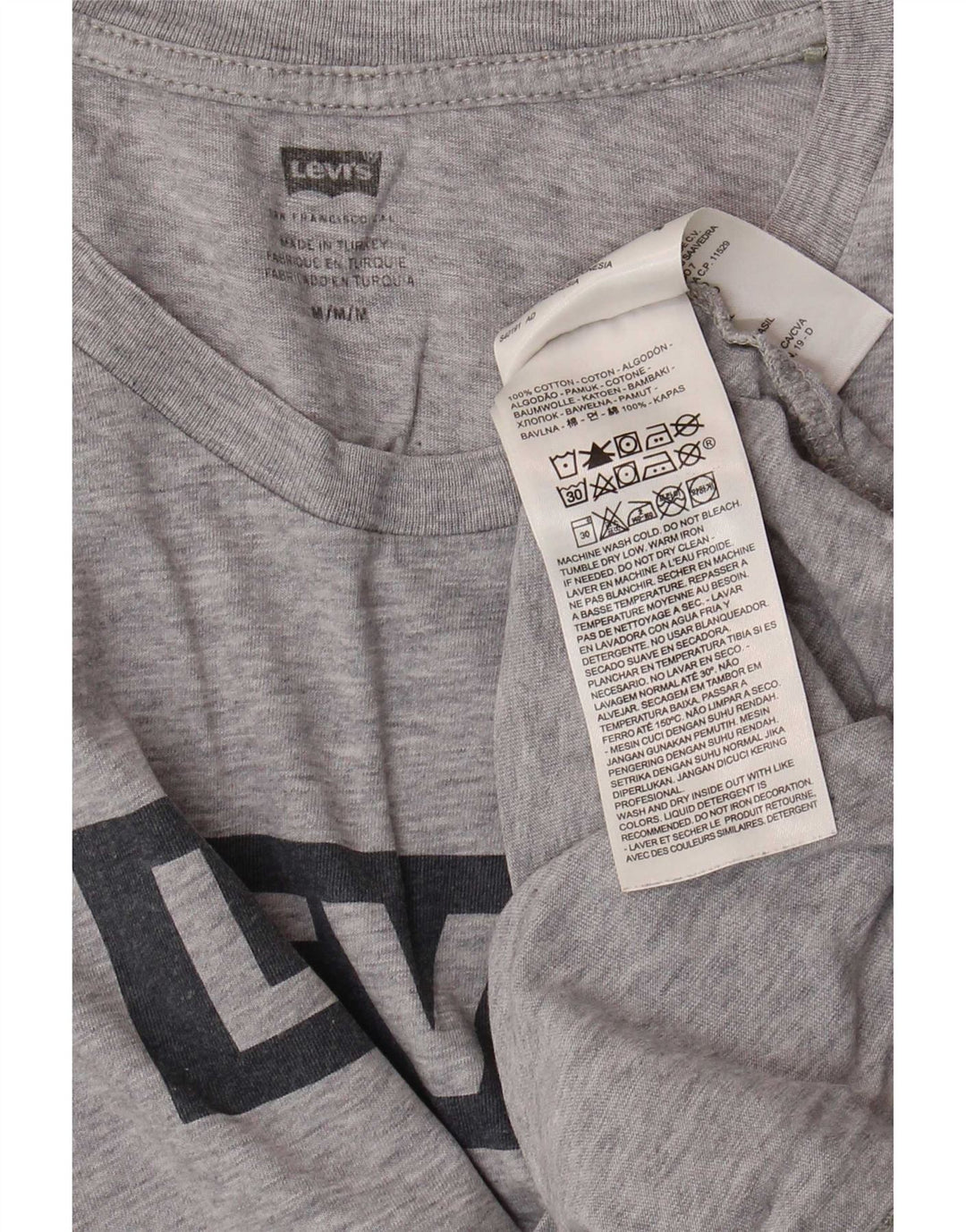 Levi's Hombre Camiseta Gráfica Top Algodón Gris Medio