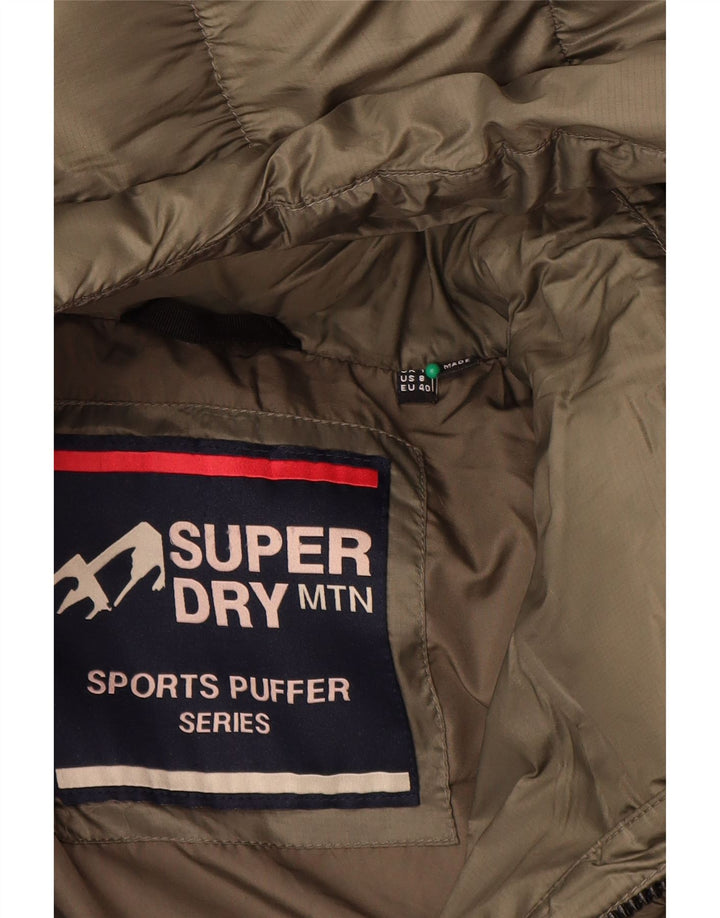 SUPERDRY Chaqueta acolchada con capucha para mujer UK 40 Medium Khaki Nylon