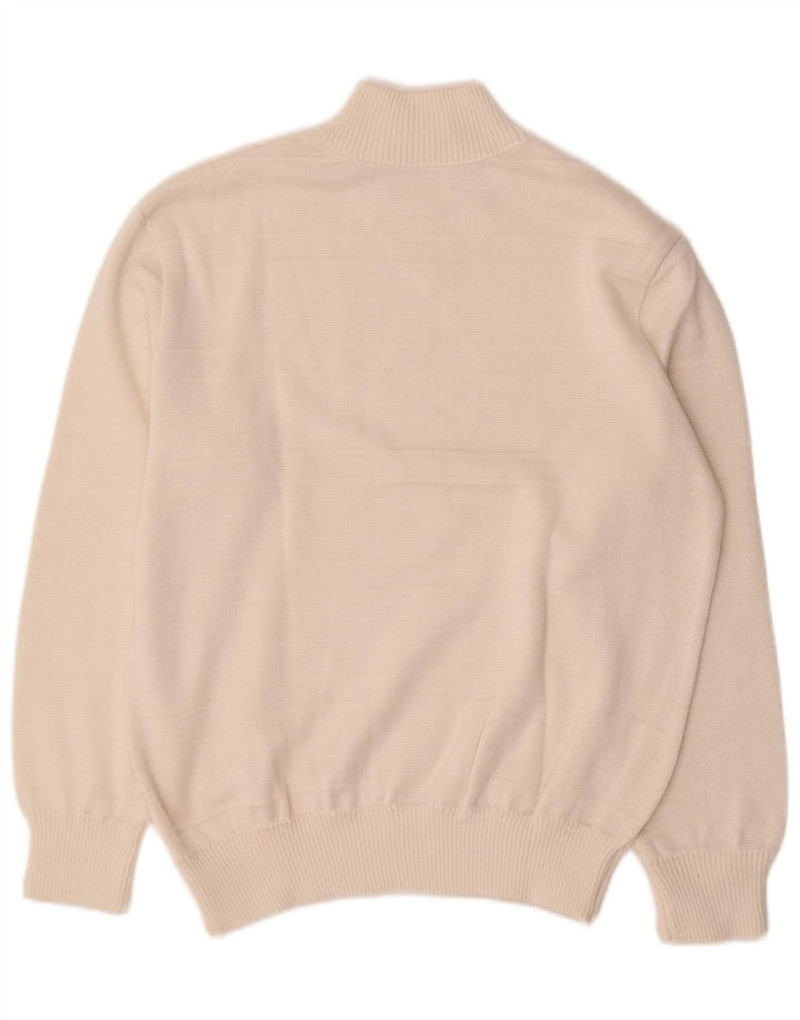 VINTAGE Mujer Cuello Tortuga Jersey Suéter Reino Unido 16 Blanco Grande
