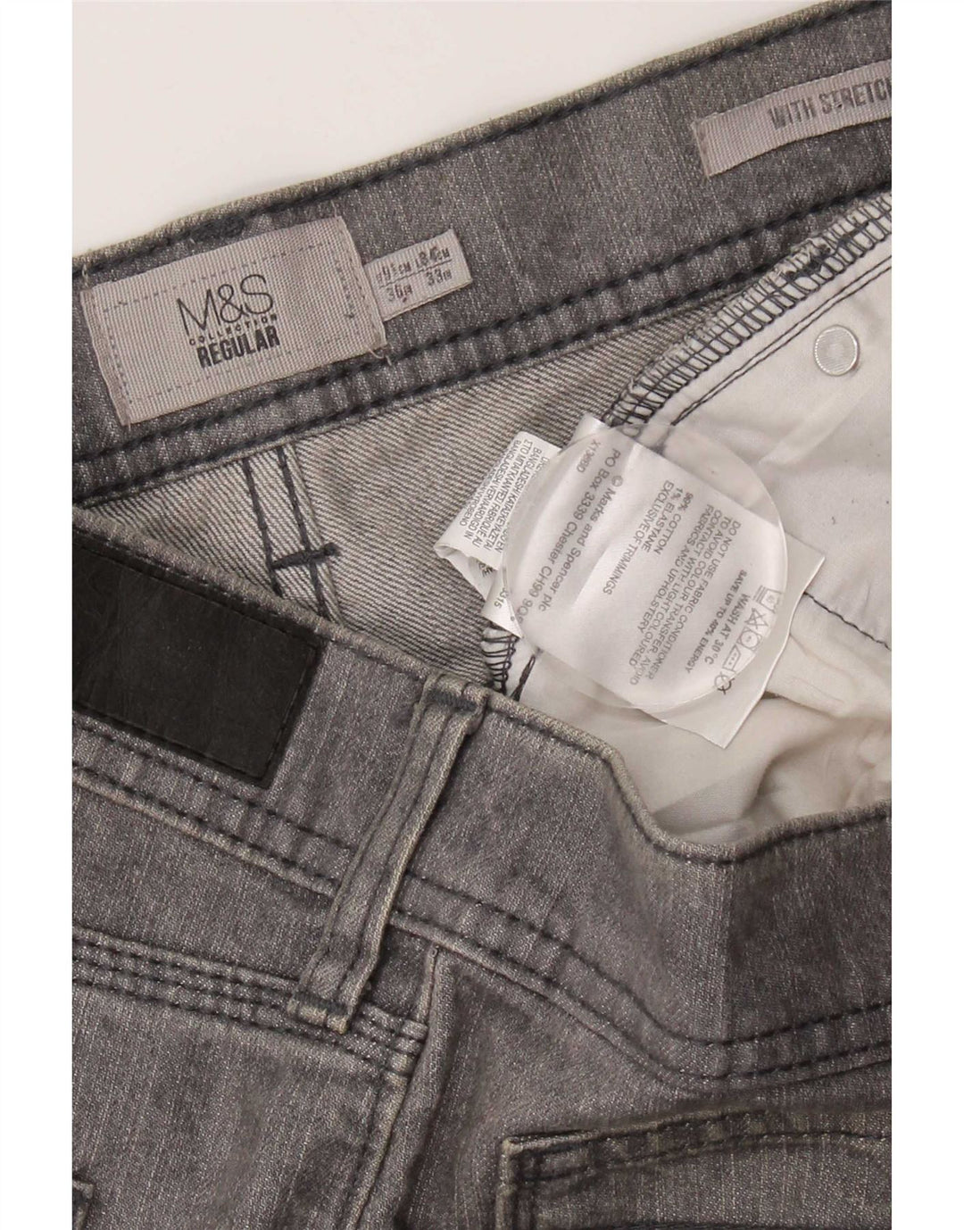 Marks & Spencer Vaqueros rectos regulares para mujer W36 L33 Algodón gris